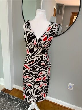 Lauren‎ Ralph Lauren Abstract Faux-Wrap Ruched Dress Size 8